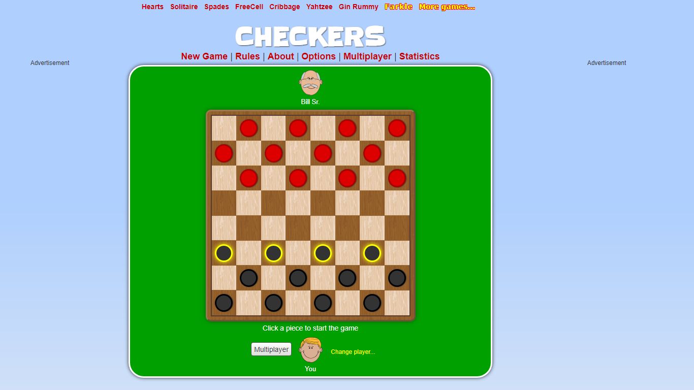 Checkers | Play it online! - card game S